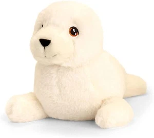 azzesso Plüschtier Robbe weiß, Liegender Stofftier Seehund, Weich - Bild 1 von 1