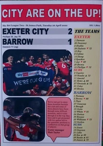 Exeter City 2 Barrow 1 - 2022 League Two - Exeter promoted - souvenir print - Picture 1 of 1