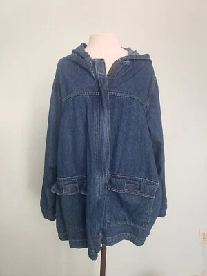 Chaqueta Denim De Colección Blassport Mujer 2xl Cremallera Con Capucha Azul Años 90 100% Algodón Plus  Foto 1 de 4
