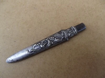 ancien bel étui porte crayon en argent massif à décor floral art nouveau gui - Photo 1/4