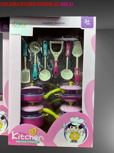 Kids Play Children's Toy Kitchen Cooking Utensils Pots Pans Accessories Set - Picture 1 of 1