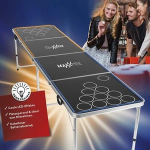 MAXXMEE Beer Pong Tischspiel mit LED Unterbeleuchtung Bierpong Trinkspiel - Bild 1 von 7
