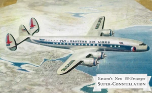 Vintage EASTERN AIRLINES SUPER-CONSTELLATION POSTCARD P1A - Picture 1 of 3