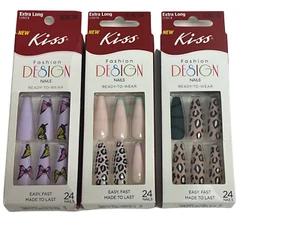 Kiss Fashion Design Nails EXTRA LONG LENGTH Glue On Nails YOU CHOOSE DESIGN - Picture 1 of 4