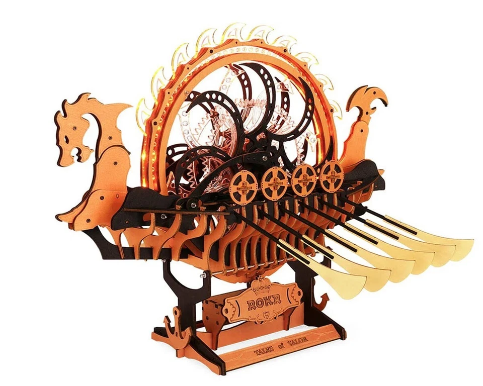 ROKR Viking Dragon Ship Mechanical 3D Wooden Puzzle LK802