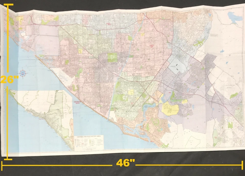 Central Orange Country Huntington Newport Beach AAA 1993 Street Travel Map - Image 1 of 4
