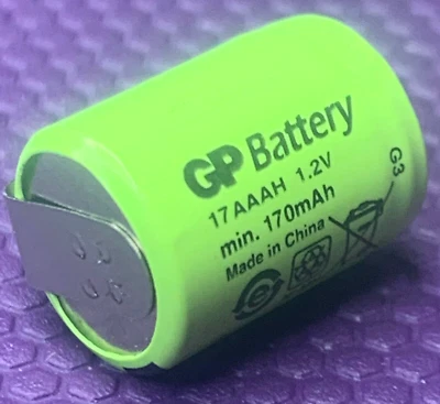 GP Batteria Ricaricabile Ni-MH 1/3AAA, 1/3R03 1,2V 170mAh Ø10,2x14,1mm - Immagine 1 di 2