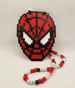 NEW Spider-Man Kandi Perler Necklace EDM EDC Fest Rave Dance - Picture 1 of 1