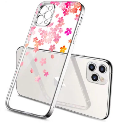 Custodia cover per iPhone 13 12 11 X XS 7 8 in Tpu morbido placcato Argento U6 - Immagine 1 di 3