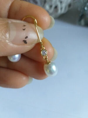 Orecchini con Perle fiume e Zircone Argento 925 placcato 18k oro giallo. - Immagine 1 di 4