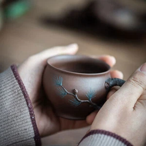 true yixing zisha tea cup with handle Chinese handmade master cup marked 120ml - Picture 1 of 9