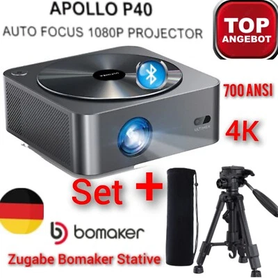 Ultimea Apollo P40 Beamer 4K Unterstützt 700 ANSI-Lumen mit Bomaker Stativ, - Bild 1 von 4