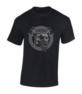 VIKING SKULL MENS T SHIRT COOL NORSE MYTHOLOGY CELTIC ODIN THOR VALHALLA TOP - Picture 1 of 28
