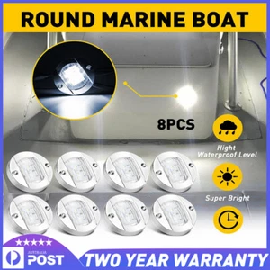 8X Bright Round LED Marine Boat Cabin Deck Walkway Courtesy Lights White Light - Picture 1 of 9