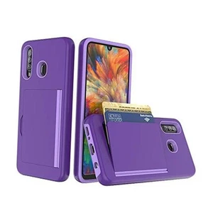 Galaxy A50 A30 A20 Case with Card Holder,Credit Card Slot Protective Purple - Afbeelding 1 van 2