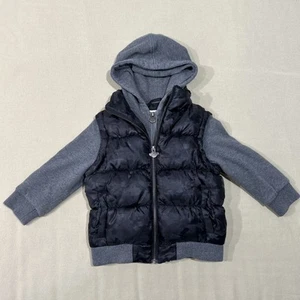 Appaman Boys Full Zip Long Sleeve Hooded Puffer Coat Jacket Black Gray Size 4T - Picture 1 of 15
