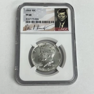 Medio dólar Kennedy PF68 1964 prueba etiqueta NGC JFK - Imagen 1 de 5