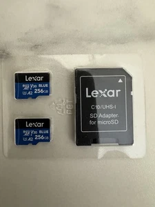 Pack de 2 cartes micro SD bleues 256 Go jusqu'à 160 Mo/s, carte mémoire microSDXC UHS-I - Photo 1 sur 1