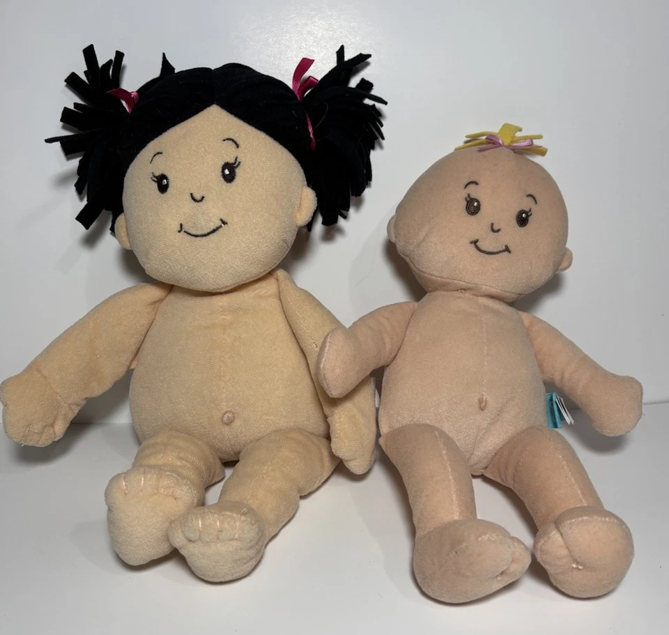 Manhattan Toys Muñeca Bebé de Tela Lote de 2 Peluche Rubio Pelo Negro Foto 1 de 4