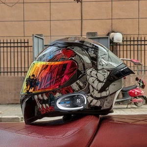 Full Face Motorcycle Bluetooth Intercom Helmet Built-in High Definition Camera - Bild 1 von 21