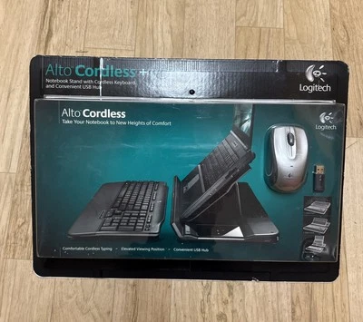 New Logitech Alto Cordless Notebook Stand with Cordless Keyboard, USB Hub, Mouse - Image 1 of 4