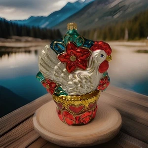 Kurt S. Adler Polonaise drei französische Hühner Glas Weihnachtsschmuck Komozja 5 Zoll - Bild 1 von 7