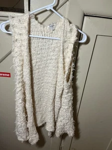 Cárdigan abierto Umgee para mujer talla M grueso tejido blanco sin mangas - Imagen 1 de 4