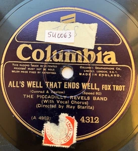 78rpm PICCADILLY REVELS BAND R. STARITA All's Well That Ends Well / Cuckoo FOX - Bild 1 von 4