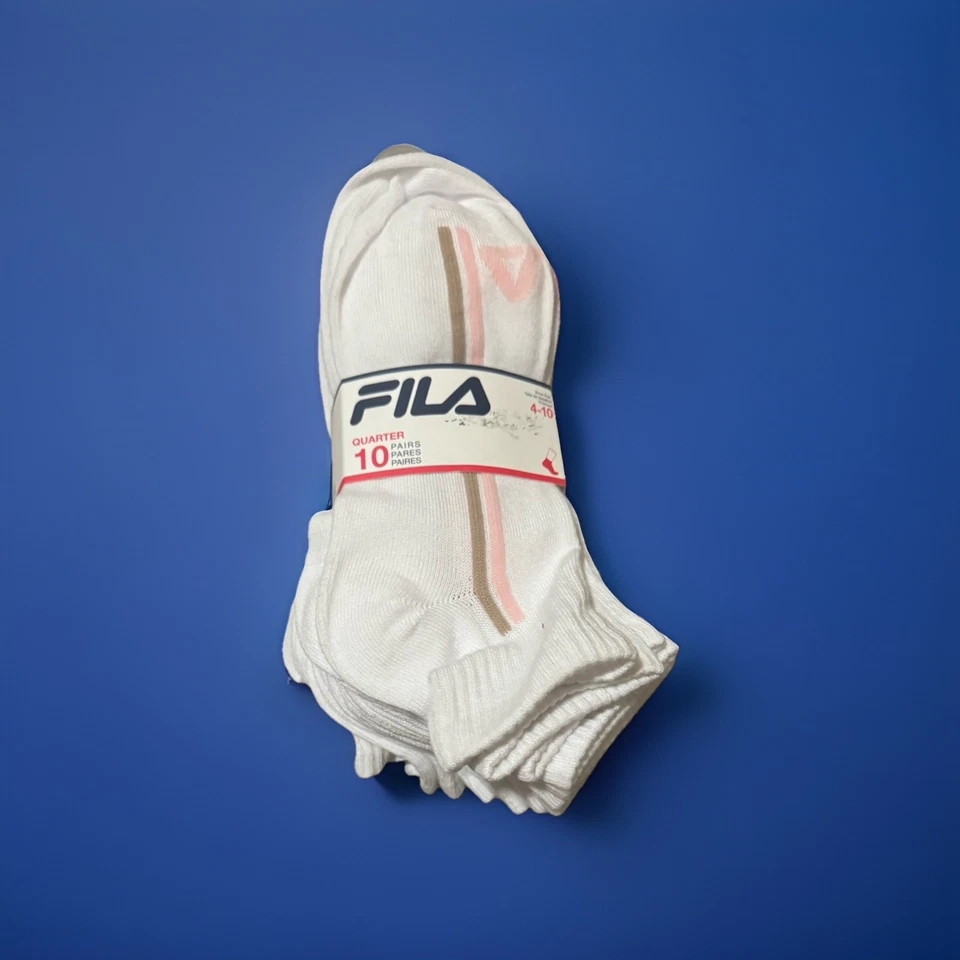 Calcetines Fila Quarter 10 Pares Para Mujer Talla 4-10 Blanco Cojín Rendimiento Atlético Foto 1 de 3