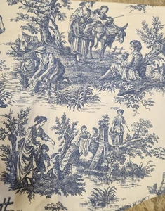 WAVERLY HOME CENEFA PAR INODORO AZUL CREMA 18"x80" festoneado - Imagen 1 de 5