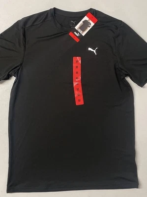 PUMA Men's Lightweight Crew Active Tee T-Shirt Short Sleeve Logo BLACK MEDIUM - Image 1 of 4