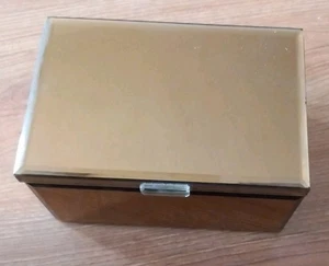 Mirrored Jewellery Box 18cm X 12 Cm X 10 Cm Hinged Lid. Black Velvet Inside - Picture 1 of 2