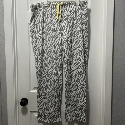 Lounge/Pajama Pants Women’s US 14-16 (UK 18-20, EU 46-48) White Gray Pattern NEW - Image 1 of 4