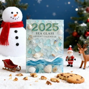 2025 Sea Glass Advent Calendar w/ 24pcs Acrylic 2D Christmas Tree Pendants - Picture 1 of 24