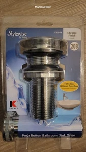 Stylewise by Keeney Push Button Bathroom Sink Drain Chrome Finish 208 - Picture 1 of 4