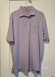 Peter Millar Polo Shirt Mens Large Purple White Summer Comfort Striped Golf - Picture 1 of 7