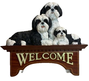 Danbury Mint Shih Tzu Willkommensschild selten eingestellt Hundeliebhaber fehlender Kranz - Bild 1 von 5