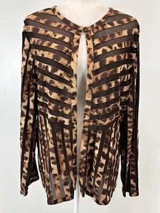 Chico Travelers Collection Cheetah Strip Jacket Sz 2 US Large 3/4 Sleeves Mesh - Picture 1 of 7