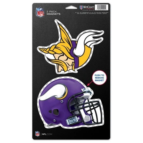Wincraft NFL Football Minnesota Vikings Die Cut  5 x 9  2 pack Magnet NEW Cover