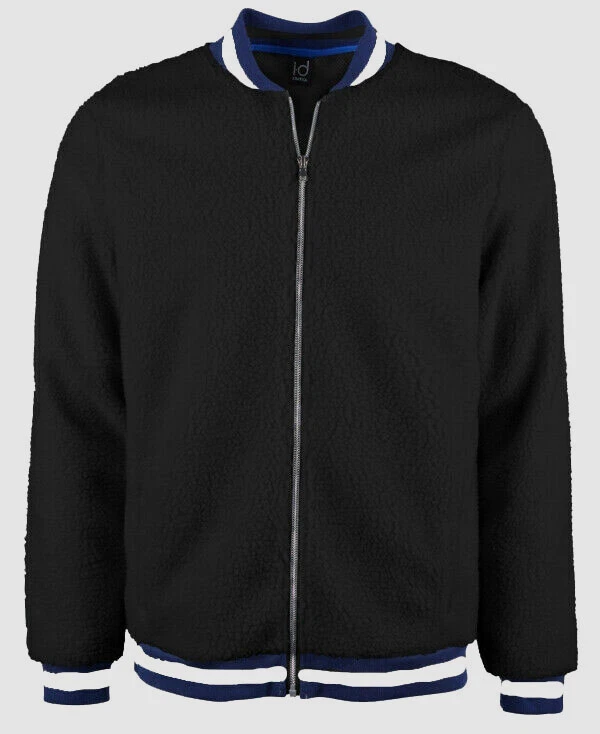 $260 I-D Ideology Men Black Full-Zip Fleece Bomber Baseball Collar Jacket Size L - Image 1 of 1