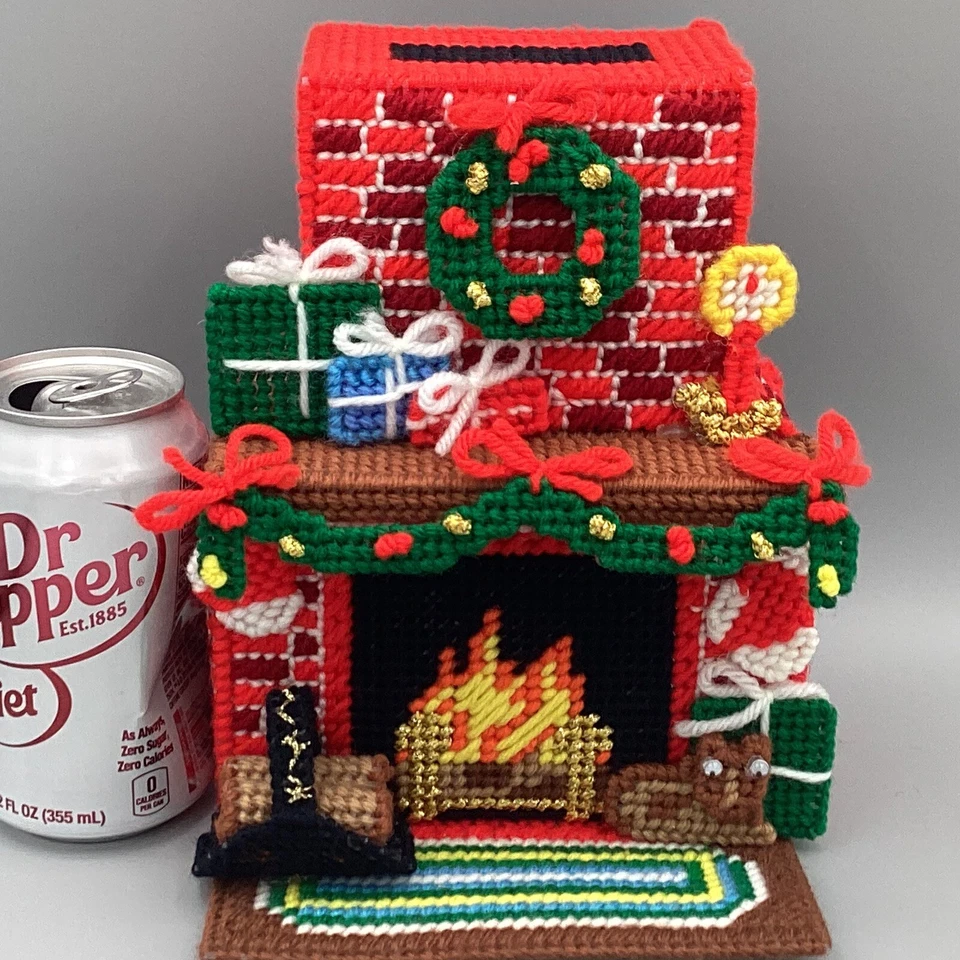 🔥DOORSTOP Night B4 Christmas 3D Cross-stitch Canvas Fireplace Dog Brick Bucilla - Image 1 of 4