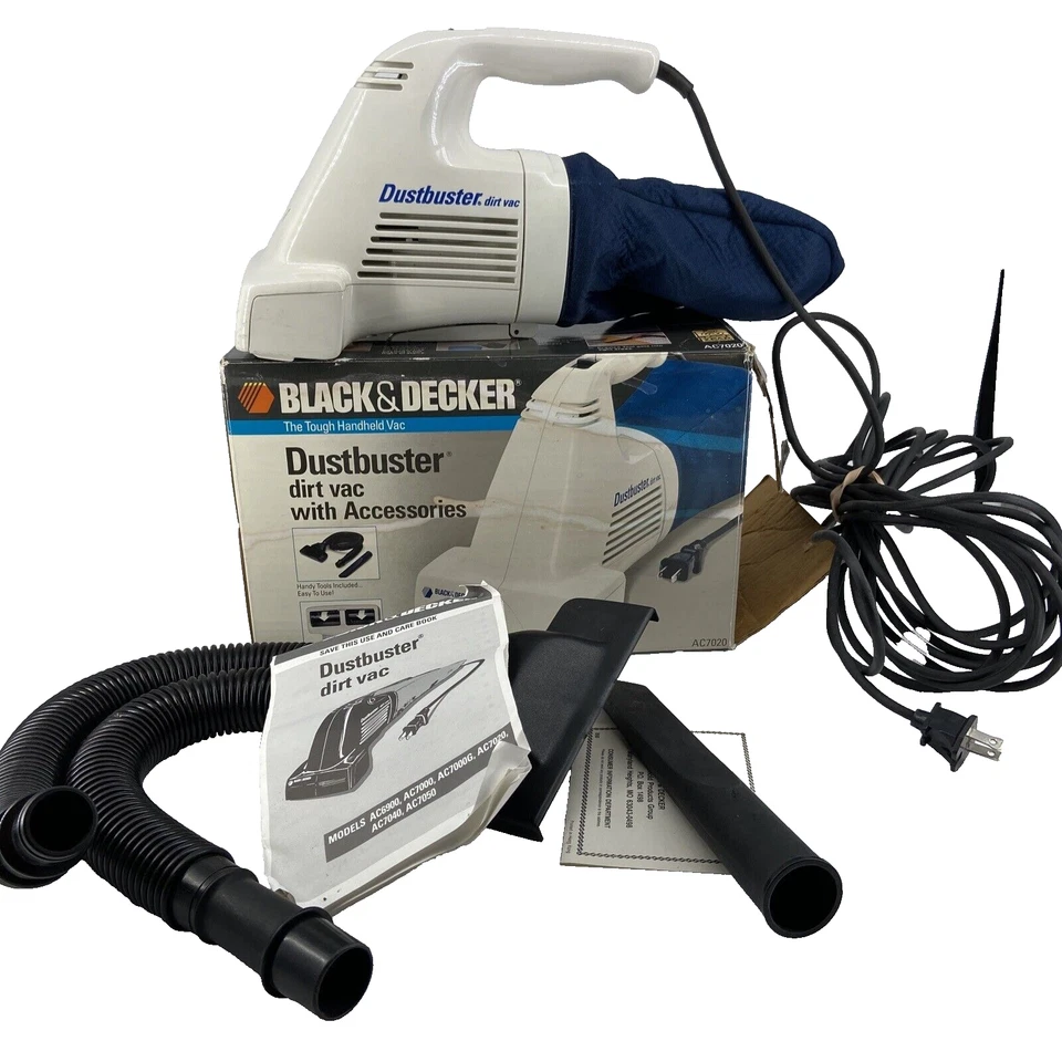 Black & Decker Dustbuster AC7020 Accessories Box  Blue 25 Ft Long Cord Vintage - Image 1 of 4