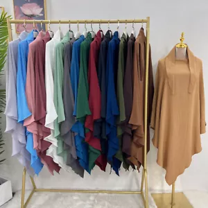 Copricapo completo grande sopra la testa Khimar Burka Niqab islamico donna preghiera araba - Foto 1 di 40
