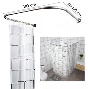 Duschvorhangstange ausziehbar 90-130cm Winkelstange halbrund U / L Form Dusche - Bild 1 von 7
