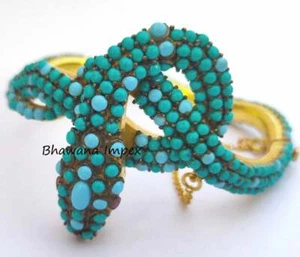 Turquoise Snake Bracelet And Bangle Jewelry 925 Sterling Silver Handmade Jewelry - Picture 1 of 3