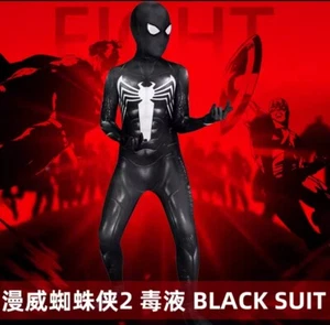 Marvel Spiderman 2 Venom Cosplay Jumpsuit Suit Halloween Bodysuit Costume Kids - Picture 1 of 9