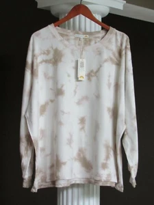 C&C CALIFORNIA Taupe Neutrals Tie Dye T-Shirt Top Long Sleeve 1X NWT $68 - Picture 1 of 2