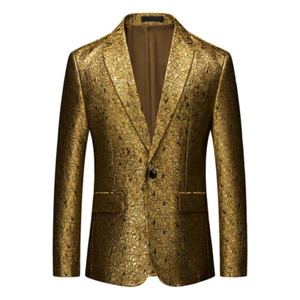 Mens Business Formal Casual Suit One Button Korean Slim Fit Casual Suit Jacket - Picture 1 of 17