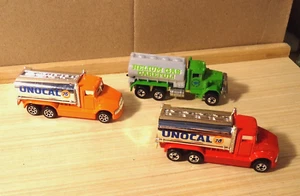 HOT WHEELS Lot of 3 TANK TRUCKS Unocal Red & Orange + Airfield Helium Green - Picture 1 of 9