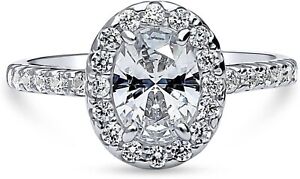 BERRICLE Sterling Silver Halo CZ Wedding Engagement Promise Ring Women Size 4